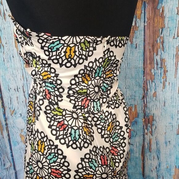 JUDITH March Ruffle Medallion Strapless Dress sz small - Picture 7 of 11